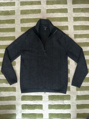 Banana Republic Charcoal Full-Zip Ribbed Sweater Jacket